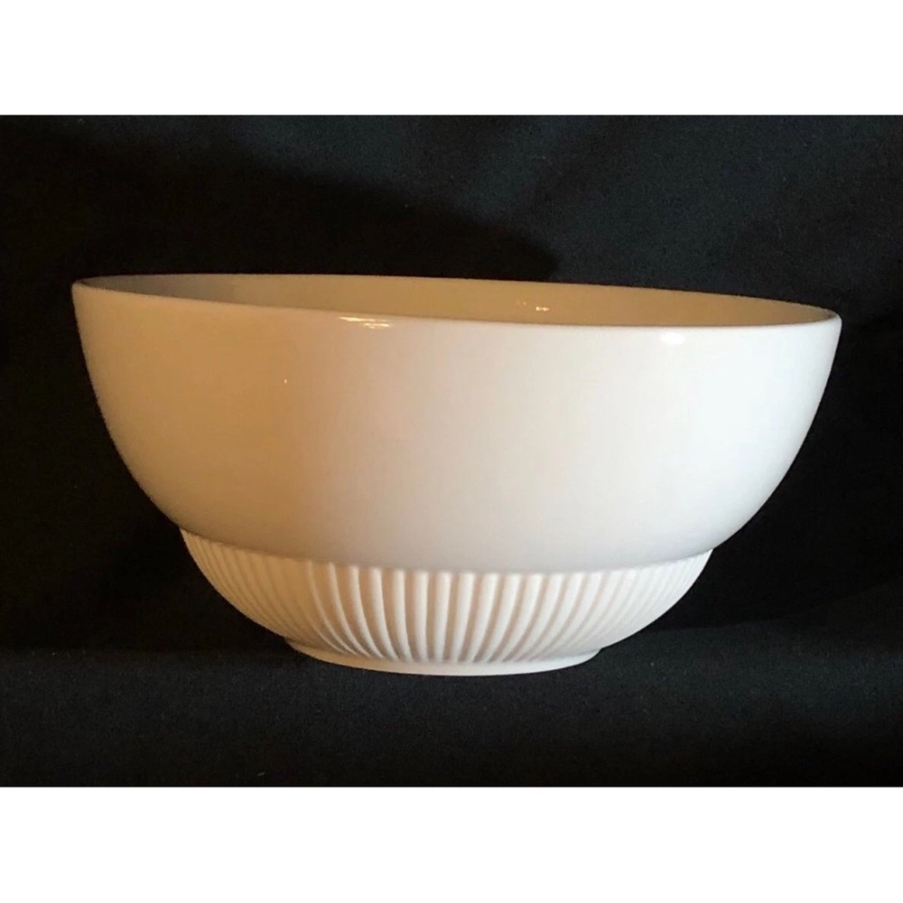 Set of 2 Cellar by Macy’s Serving Bowls White Ceramic 10” Ribbed Bottom